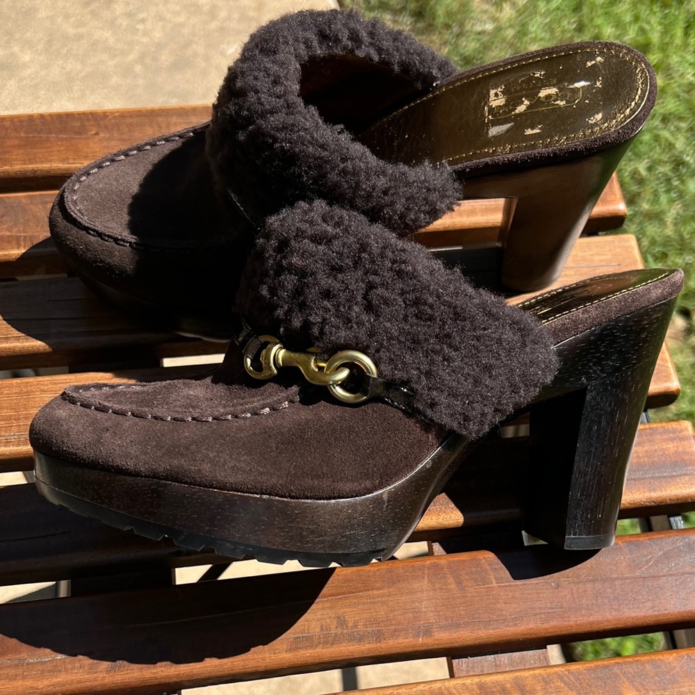 COACH Y2K Idyle Suede Platform Clogs Mules 9 - Picture 3 of 9